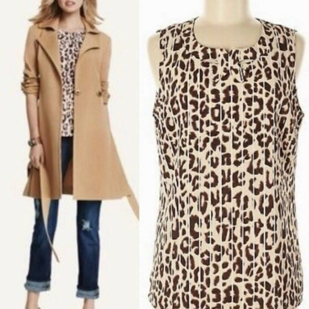 CAbi Ginger Leopard Sleeveless Bow Blouse